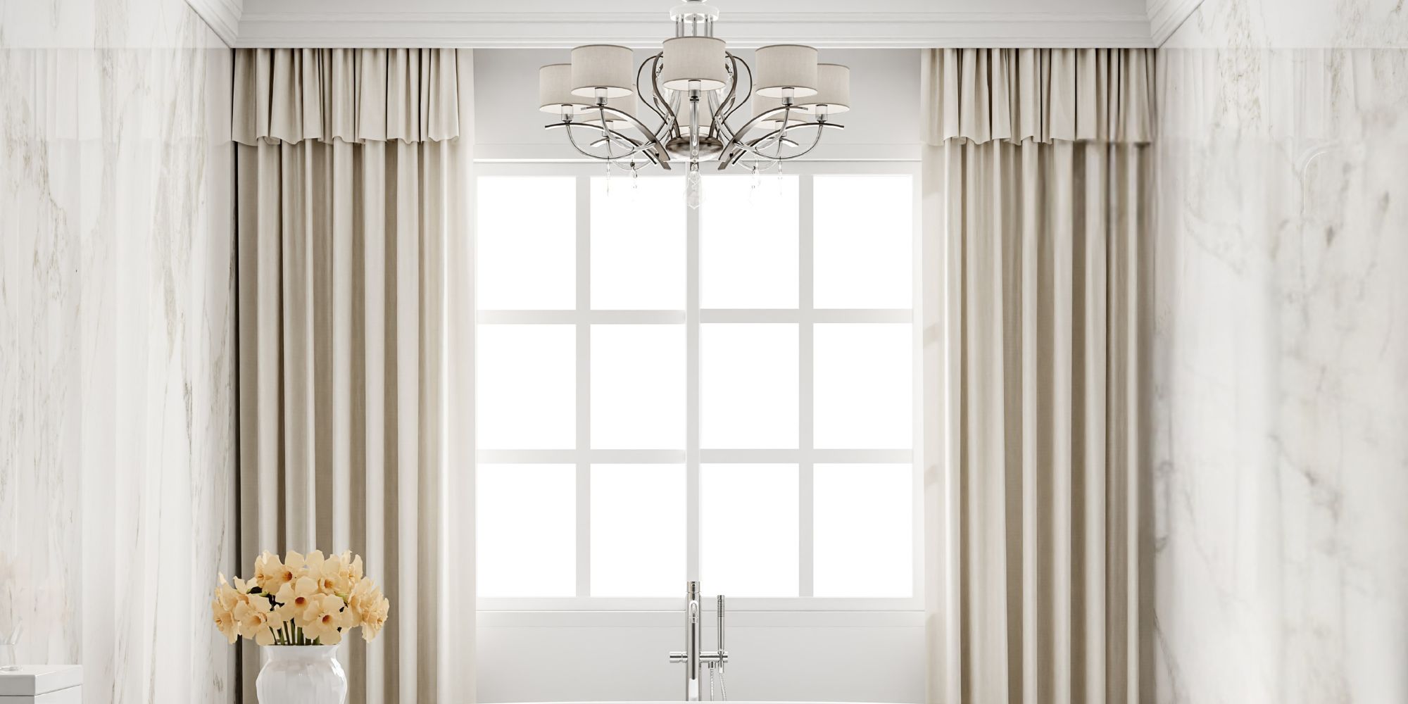 Interior de alto diseño con cortinaje